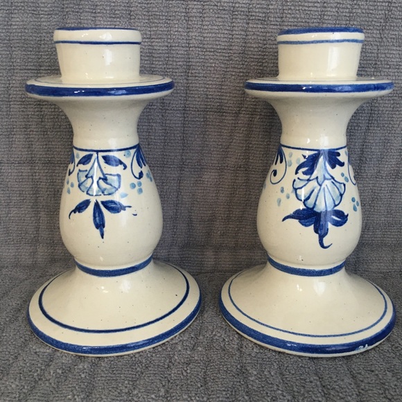 Hand painted Ceramic Pottery Candle Holders